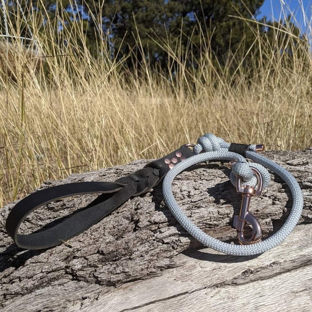 Dog leash rope & leather